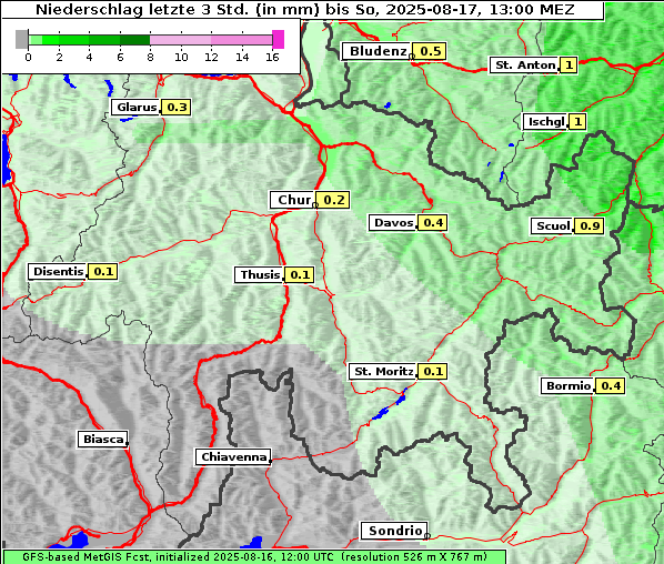 Niederschlag, 17. 8. 2025