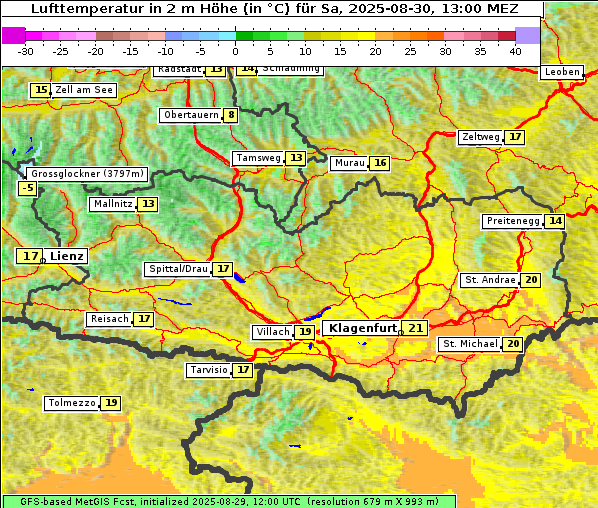 Temperatur, 30. 8. 2025