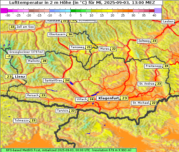 Temperatur, 3. 9. 2025