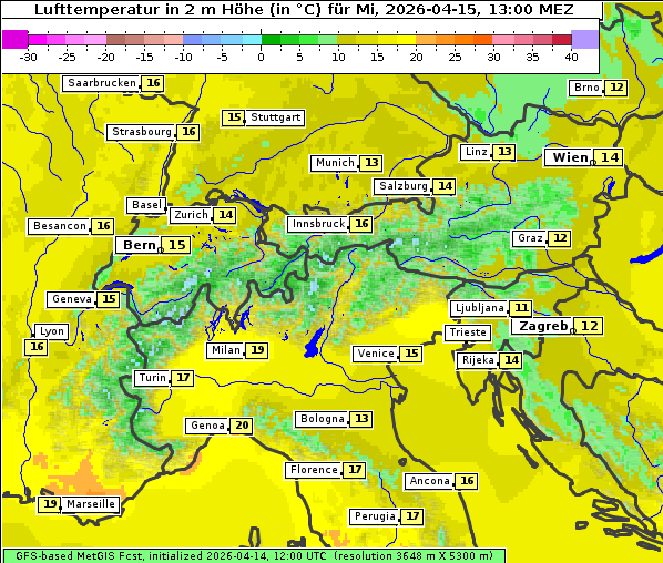 Temperatur, 15. 4. 2026