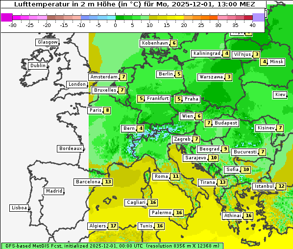 Temperatur, 1. 12. 2025
