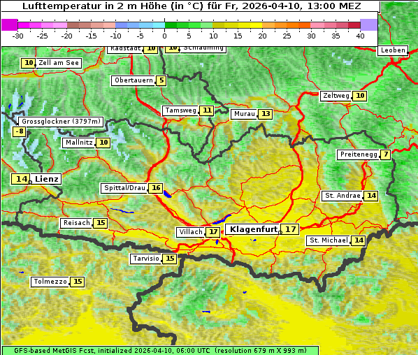 Temperatur, 10. 4. 2026