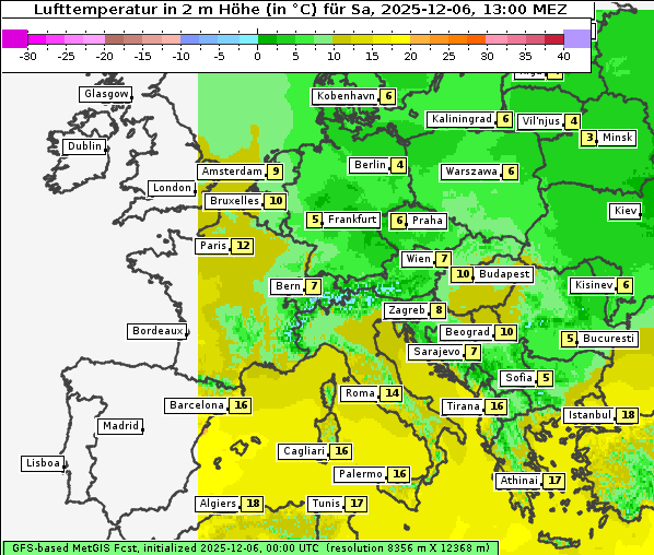 Temperatur, 6. 12. 2025
