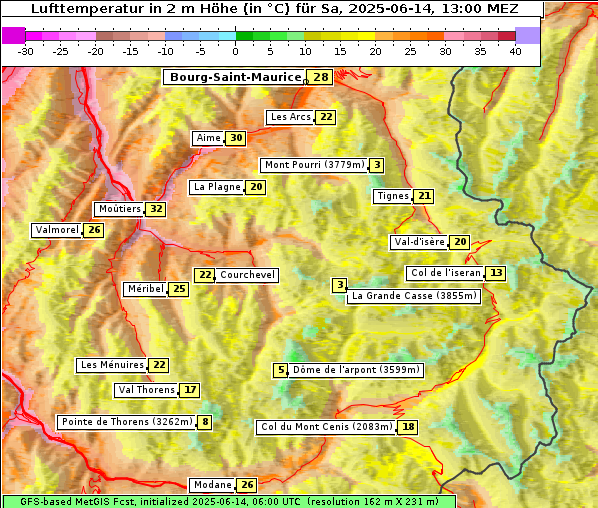 Temperatur, 14. 6. 2025