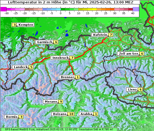 Temperatur, 26. 2. 2025