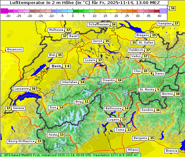 Temperatur, 14. 11. 2025