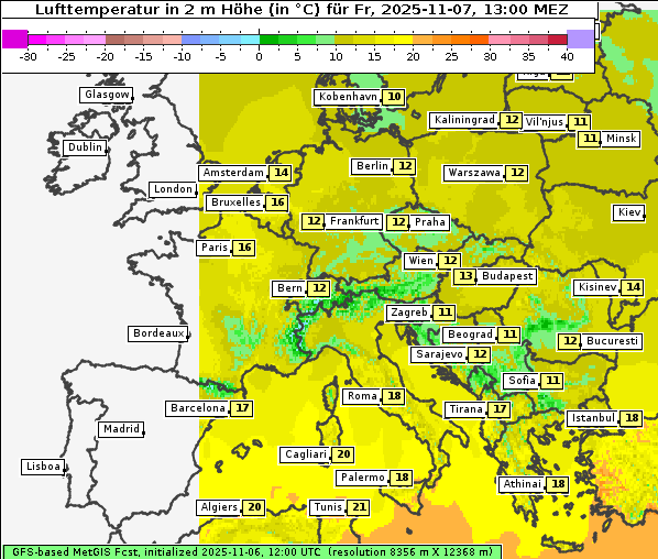 Temperatur, 7. 11. 2025