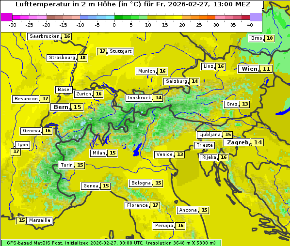 Temperatur, 27. 2. 2026