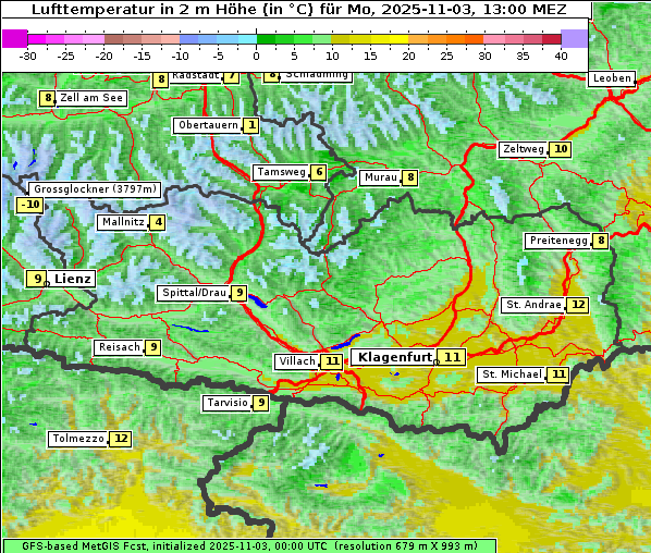 Temperatur, 3. 11. 2025