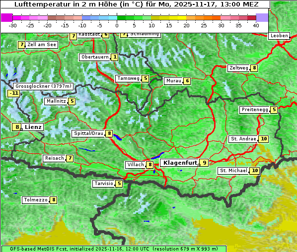 Temperatur, 17. 11. 2025