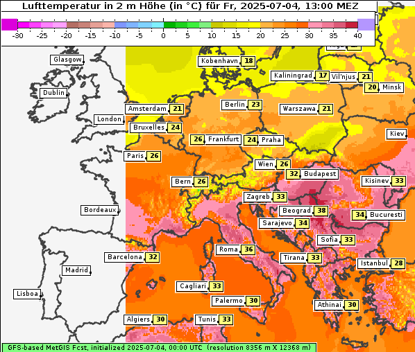 Temperatur, 4. 7. 2025