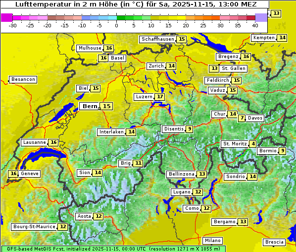 Temperatur, 15. 11. 2025