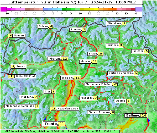 Temperatur, 19. 11. 2024