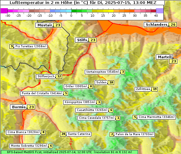 Temperatur, 15. 7. 2025