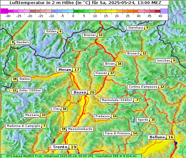 Temperatur, 24. 5. 2025