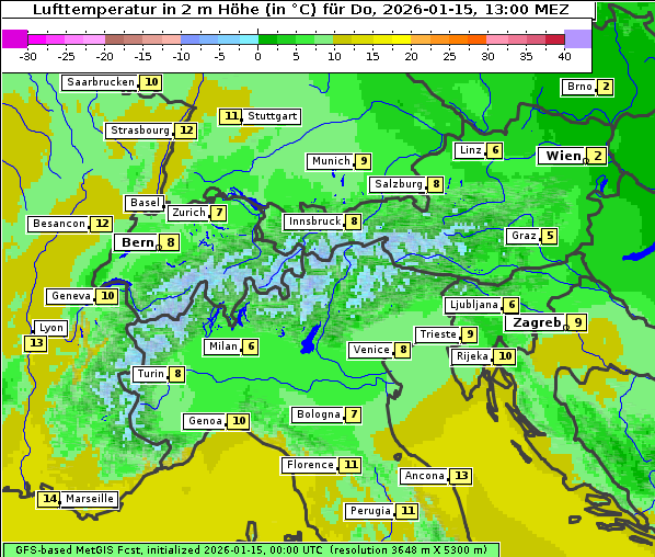 Temperatur, 15. 1. 2026