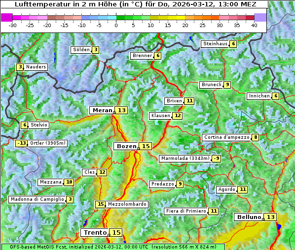 Temperatur, 12. 3. 2026