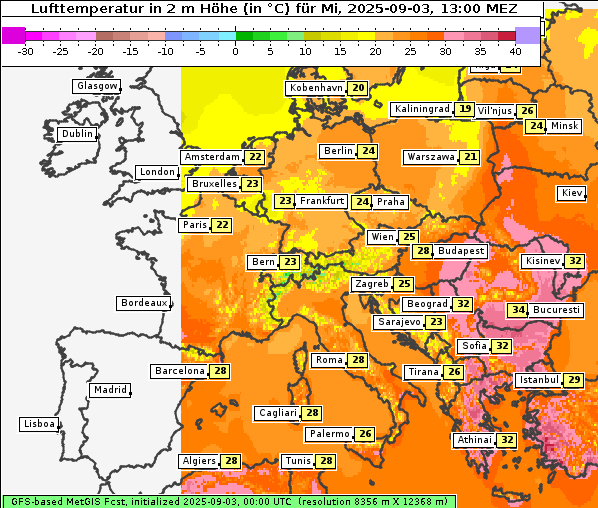 Temperatur, 3. 9. 2025