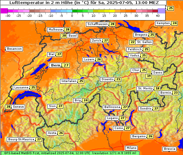Temperatur, 5. 7. 2025