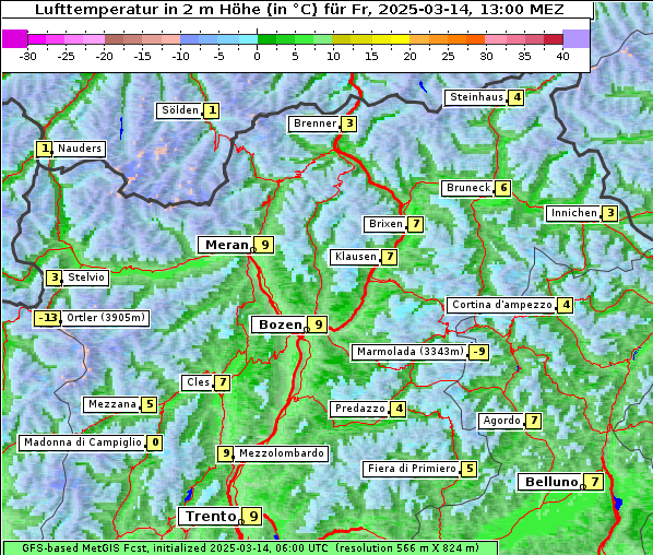 Temperatur, 14. 3. 2025