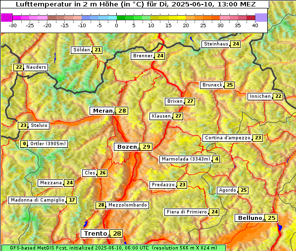 Temperatur, 10. 6. 2025