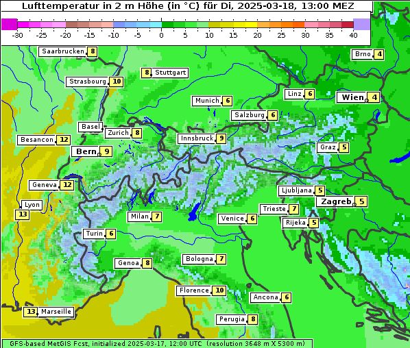 Temperatur, 18. 3. 2025