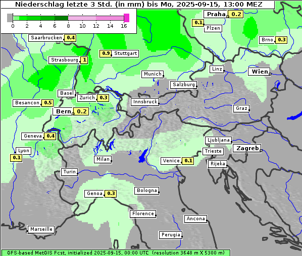 Niederschlag, 15. 9. 2025