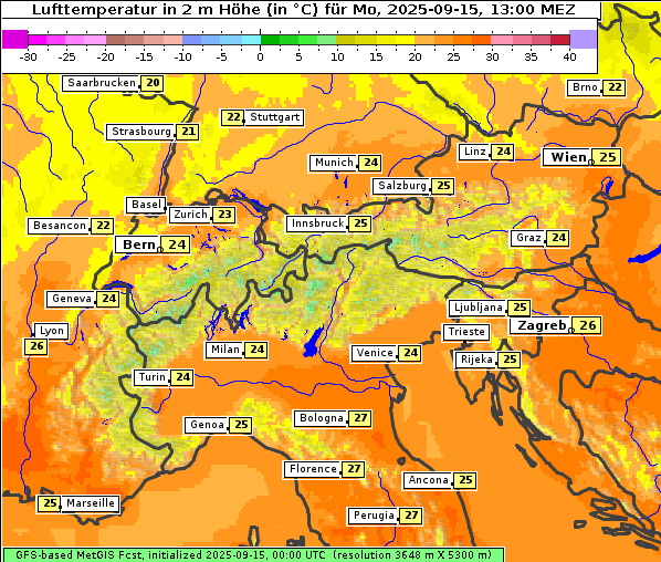 Temperatur, 15. 9. 2025