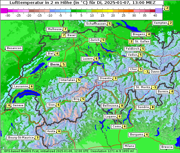 Temperatur, 7. 1. 2025