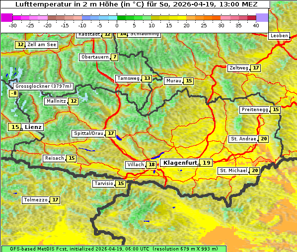 Temperatur, 19. 4. 2026