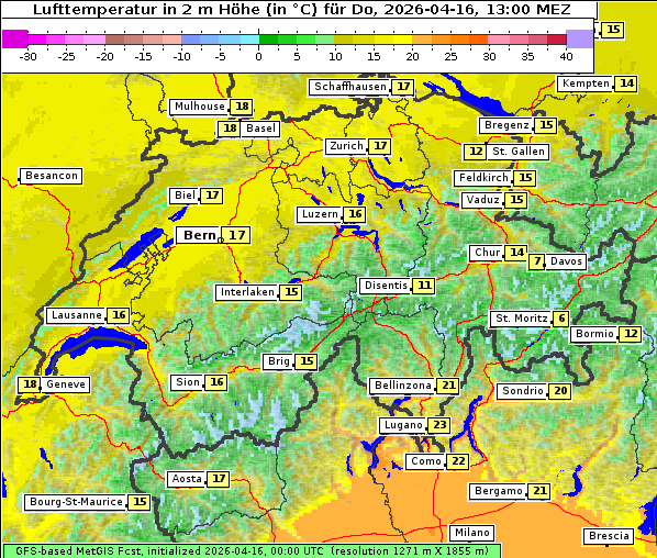 Temperatur, 16. 4. 2026