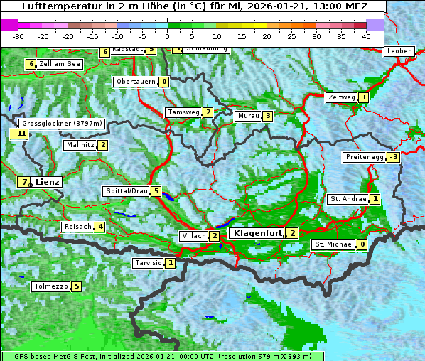 Temperatur, 21. 1. 2026