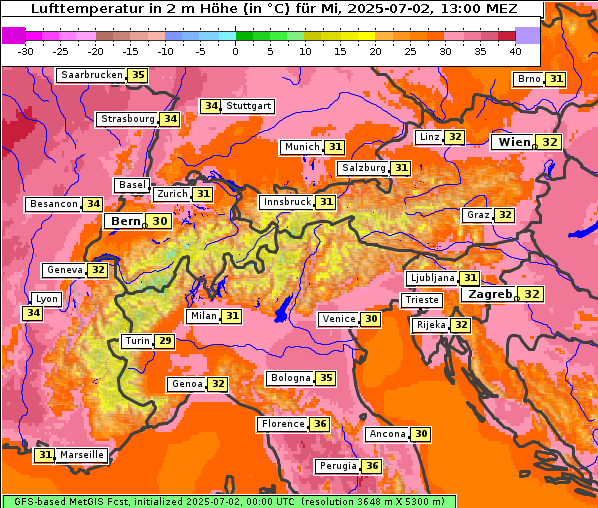 Temperatur, 2. 7. 2025