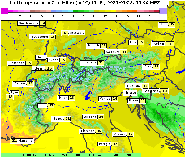 Temperatur, 23. 5. 2025
