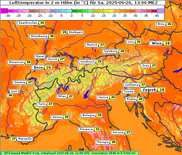 Temperatur, 20. 9. 2025