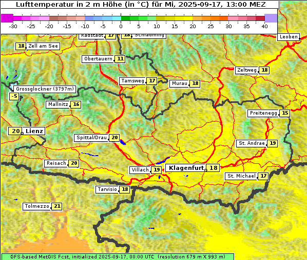 Temperatur, 17. 9. 2025
