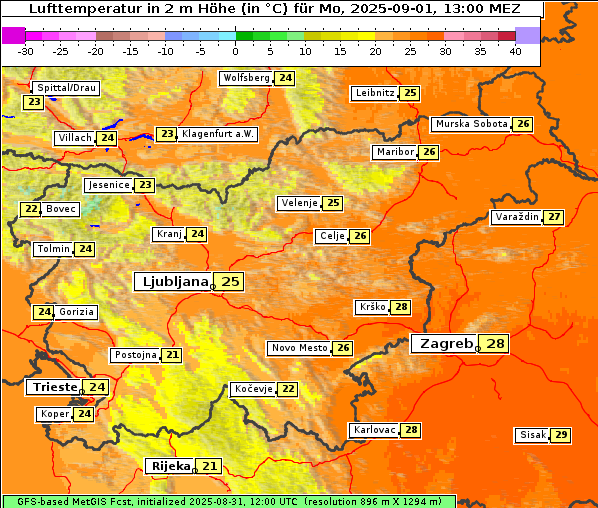 Temperatur, 1. 9. 2025