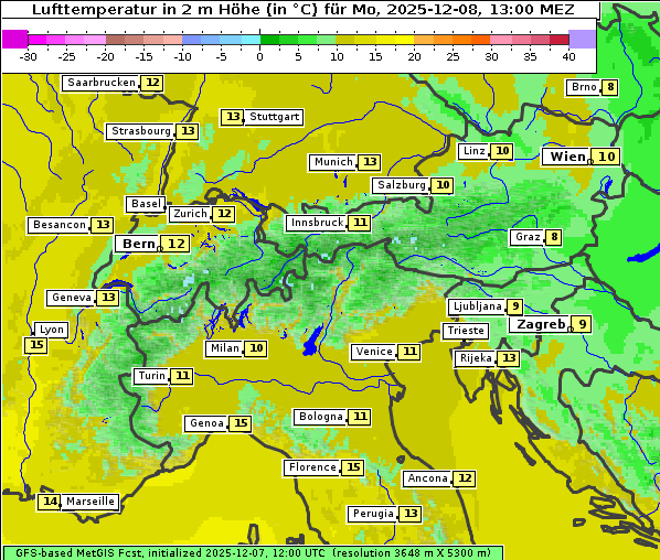 Temperatur, 8. 12. 2025