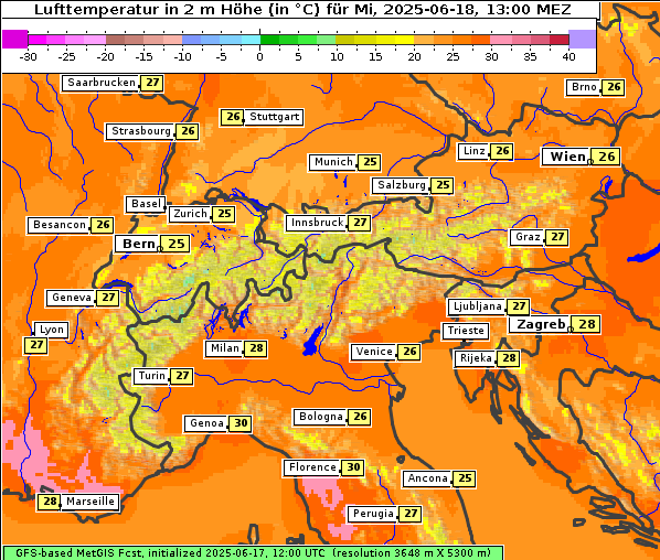 Temperatur, 18. 6. 2025