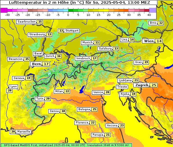 Temperatur, 4. 5. 2025