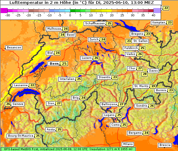 Temperatur, 10. 6. 2025