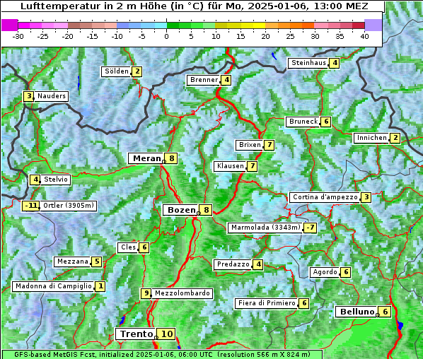 Temperatur, 6. 1. 2025