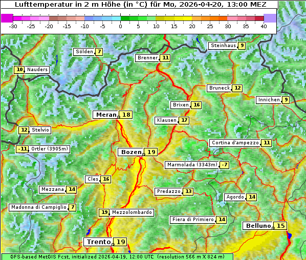 Temperatur, 20. 4. 2026