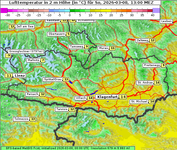 Temperatur, 8. 3. 2026