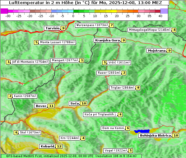 Temperatur, 8. 12. 2025