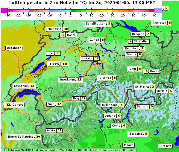 Temperatur, 5. 1. 2025