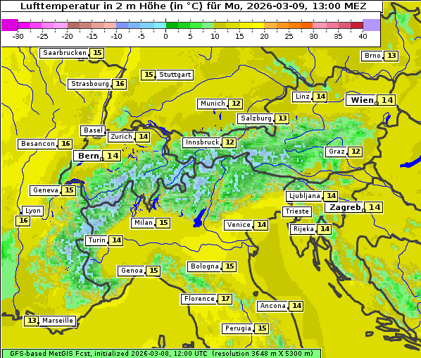 Temperatur, 9. 3. 2026