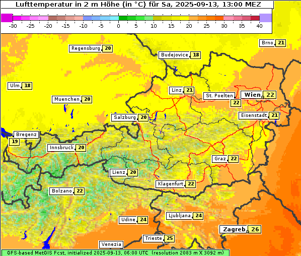 Temperatur, 13. 9. 2025