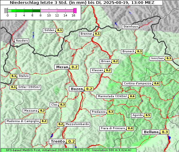 Niederschlag, 19. 8. 2025