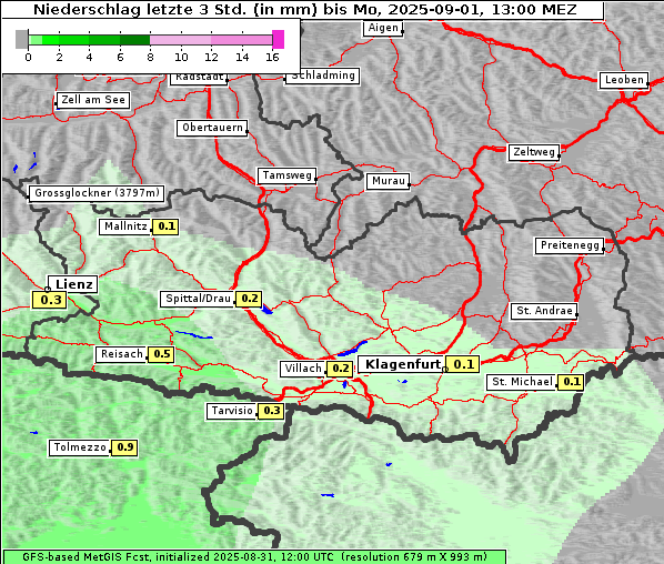 Niederschlag, 1. 9. 2025